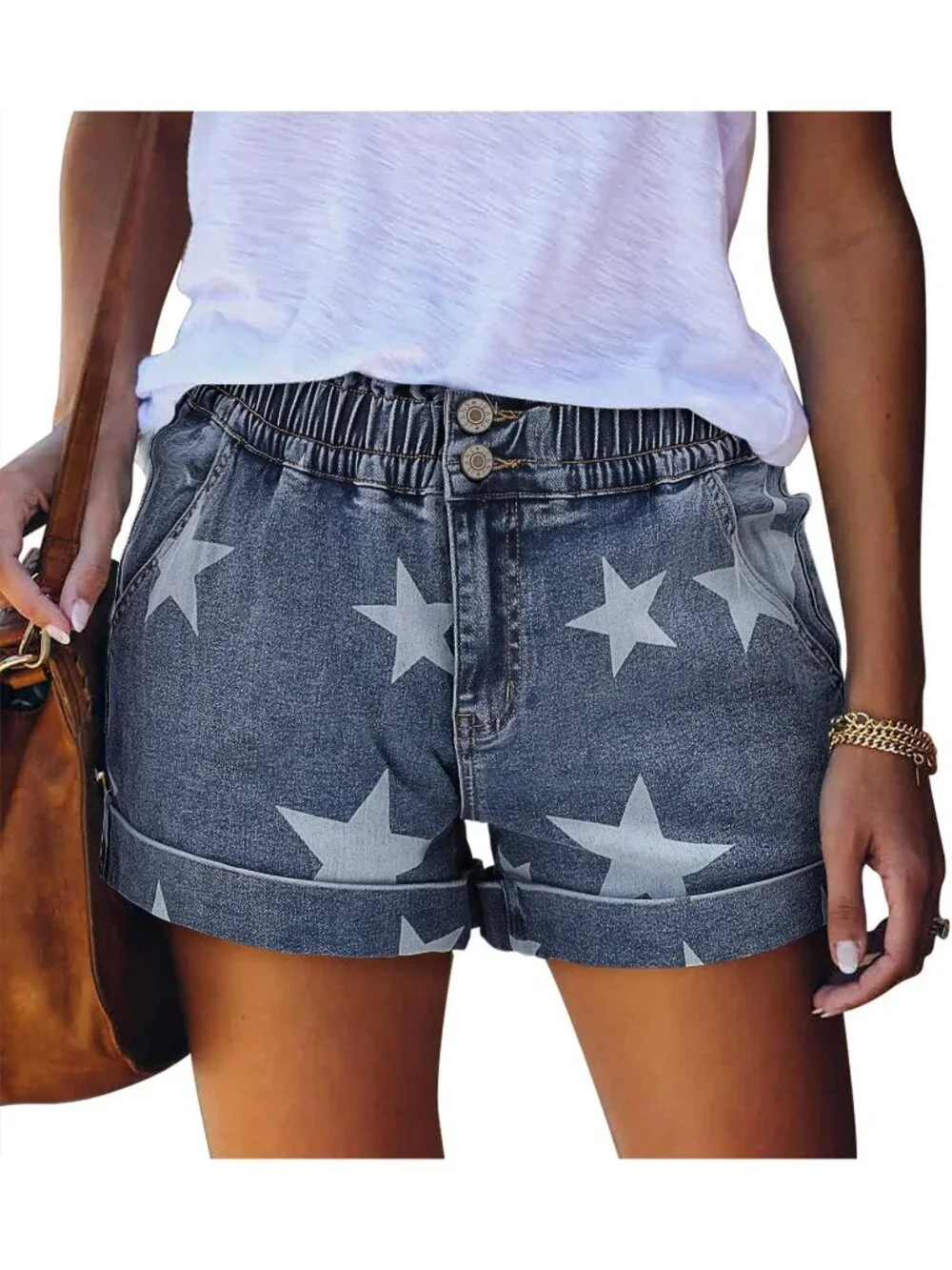 Women's Blue Summer Comfortable Stretchy Denim Casual Hot Short Jort Jeans